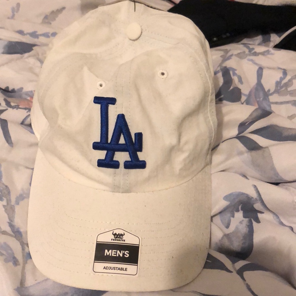 LA dad hat white and blue